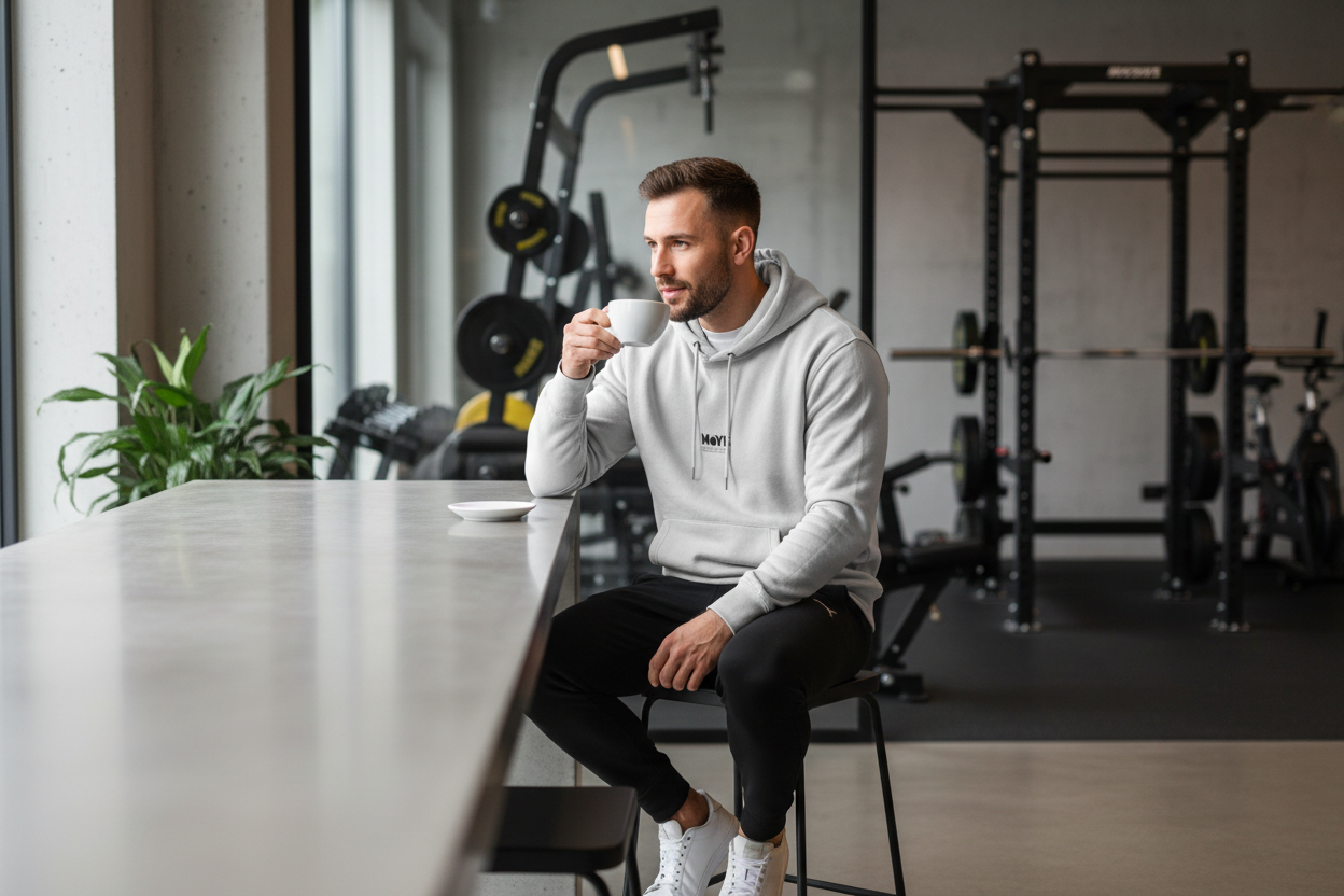MoYB Mindful Hoodie gym coffee shop lifestyle